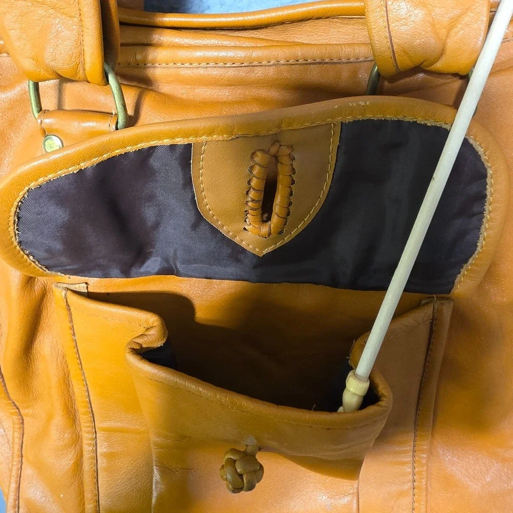 Vintage 70s‎ Cowhide Leather Square Handbag Purse 12x12x7 Burnt Orange Mr. Hide